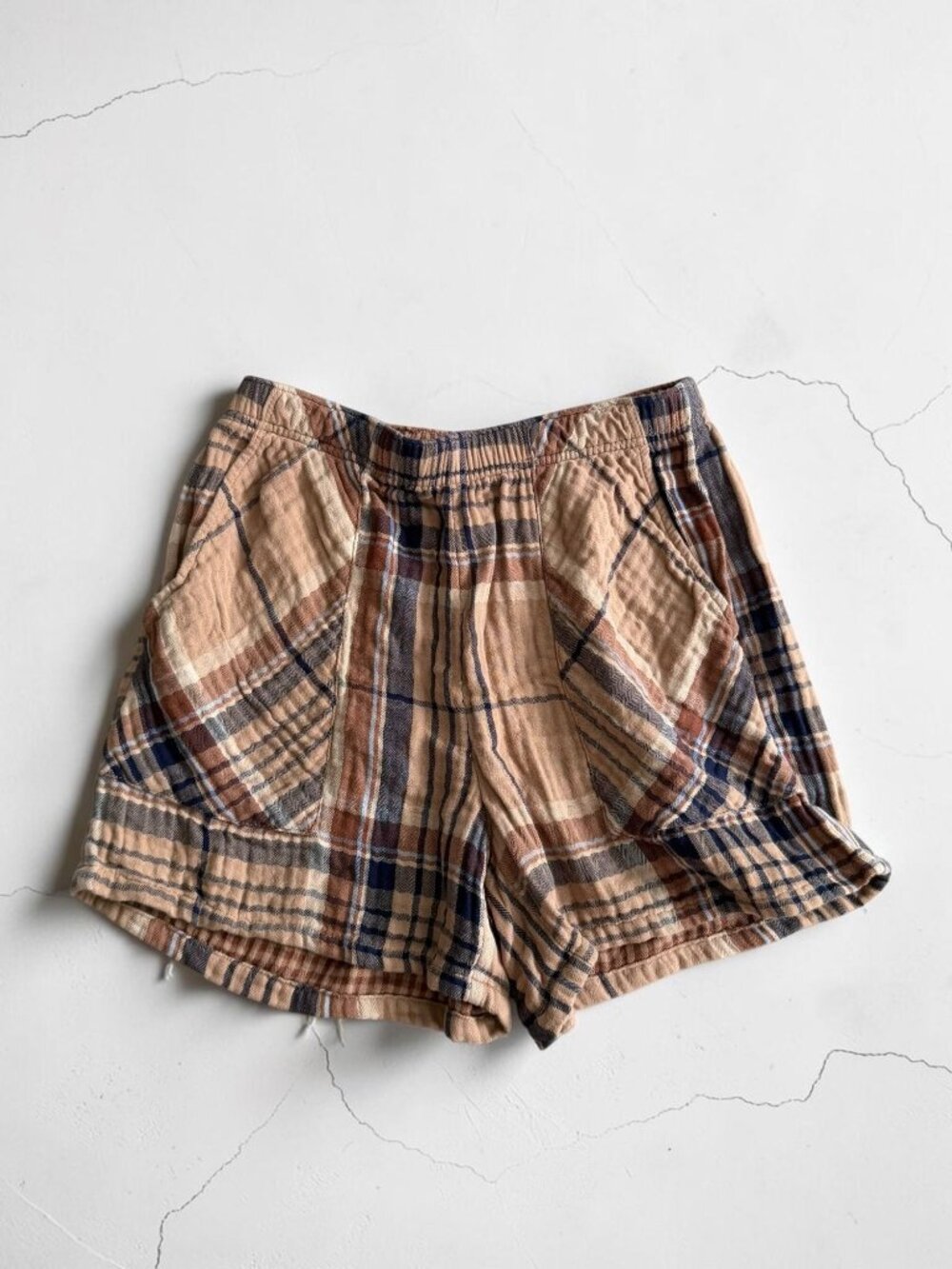 AERIE Brown Plaid High Waist Shorts Size XS